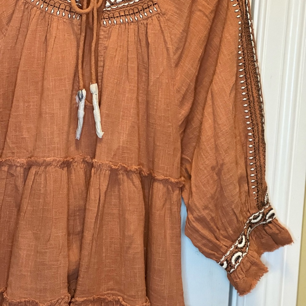 ❌SOLD❌Fre Free People Dream Weaver Terracotta Embroidered Tunic NWT - Picture 7 of 12